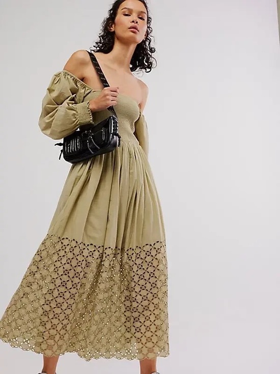Free People Dresses & Skirts - Free People Perfect Storm Midi Dress in Green - M